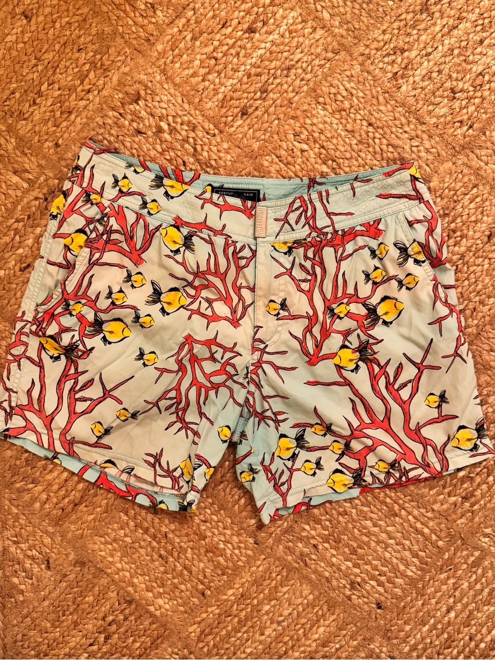 Vilebrequin Swim Trunks – Coral & Yellow Fish Print Men’s M